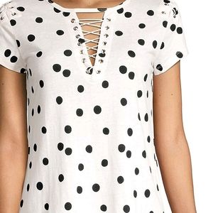 Hugo Polka Dot Lace-Up Te